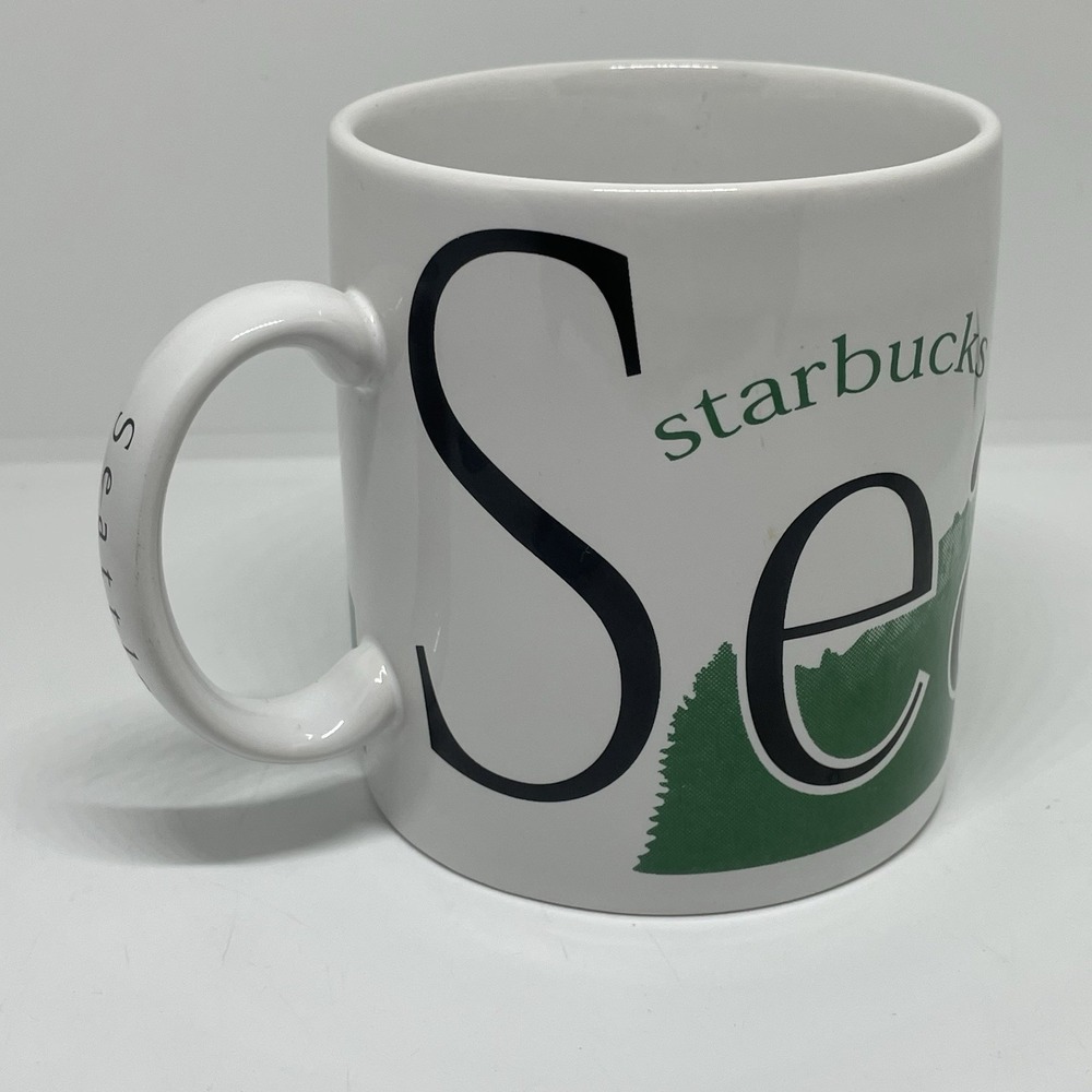 1994 STARBUCKS City Mug Seattle Collector Series White Graphic Coffee Cup 18 oz